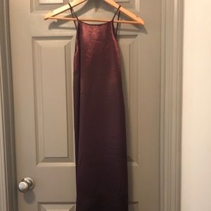 Midi length satin halter dress